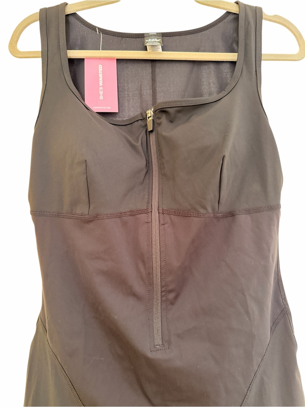 She's Waisted Black Full-Body Zippered SaunaSculpt Compression Jumpsuit L - Picture 3 of 9